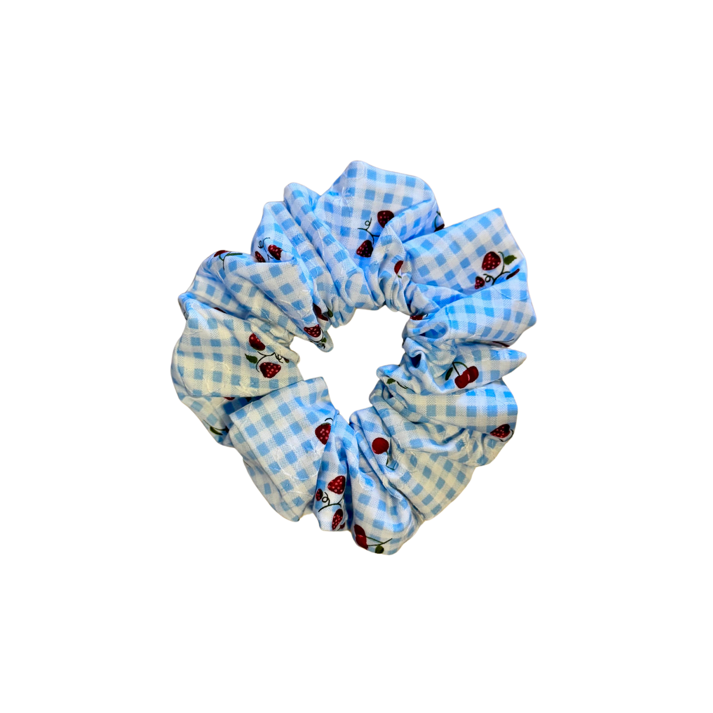 Cherry Picnic (Blue) Scrunchie