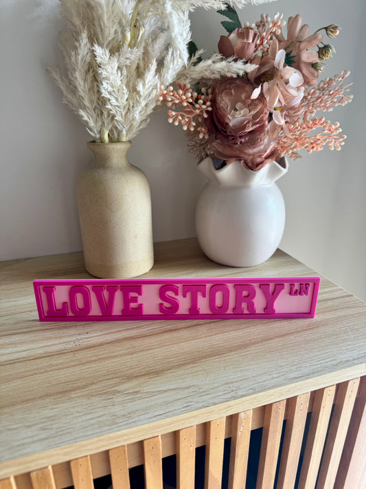 Love Story Bookshelf Sign